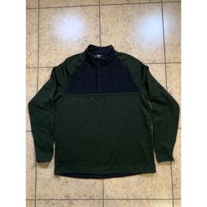 Champion Shirt Men Green Black Pullover XL1/4 Zip Jacket Sweater Fleece Athletic